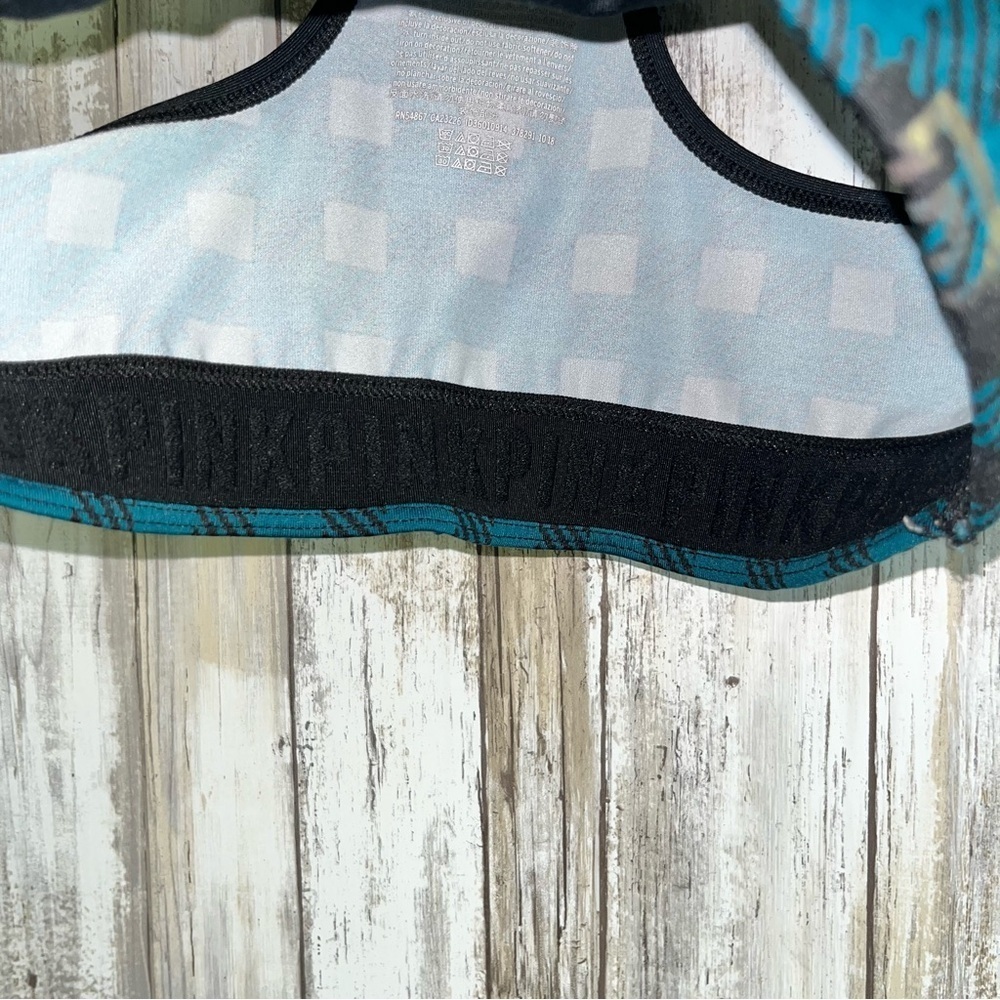 PINK Venetian Teal Plaid With Foil Print Bra - Picture 5 of 6